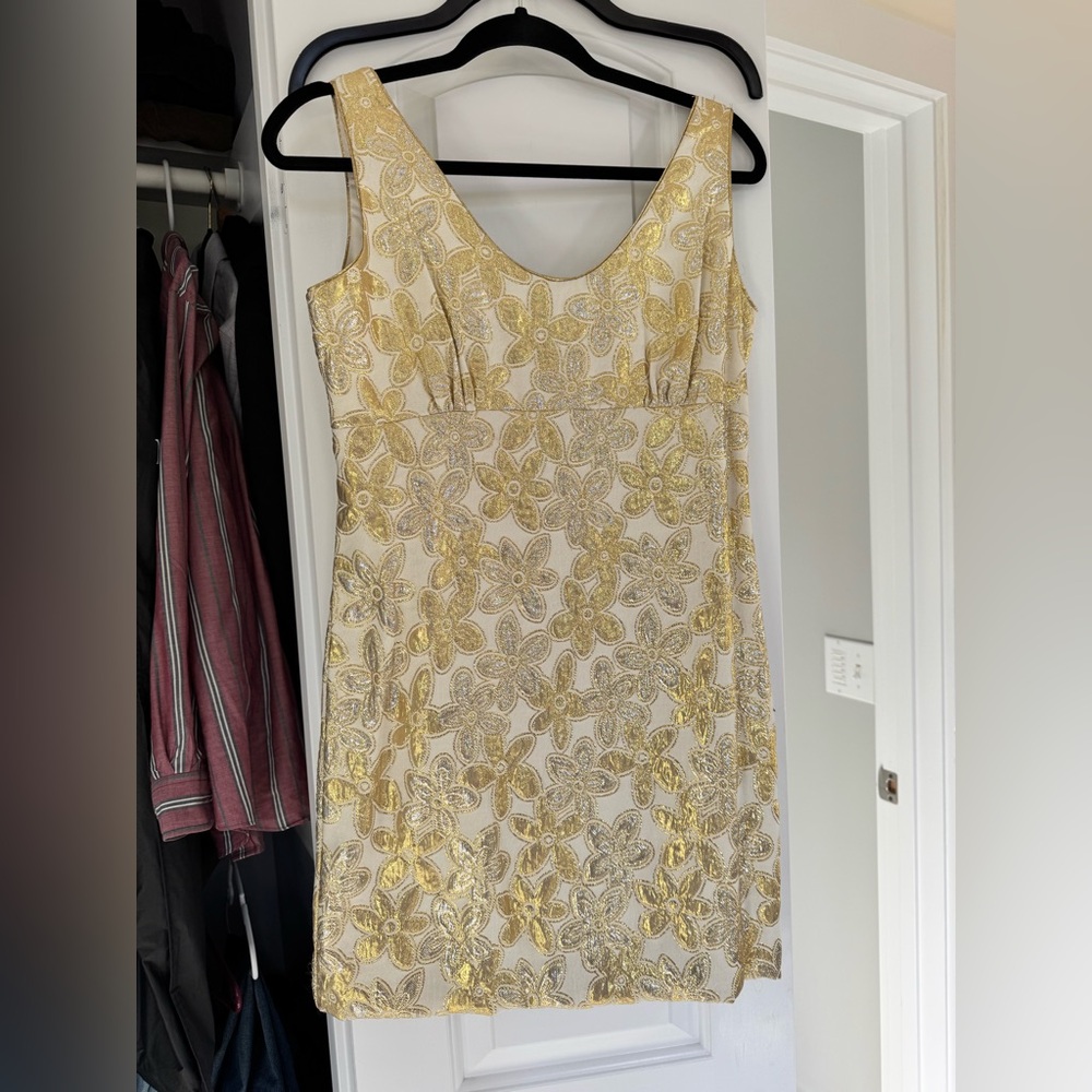 Kate Spade Gold Floral Mini Dress